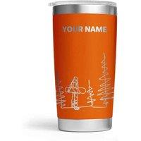 Bad Zebedee Personalised Snowboarder & Name/Text Engraved Thermal Tumbler in Orange | Size: 500ml