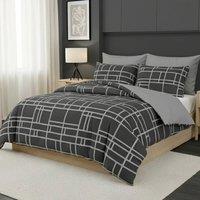 Pamposh Luxury Duvet Cover Set King Size Reversible Quilt Covers in Charcoal | Size: Super King