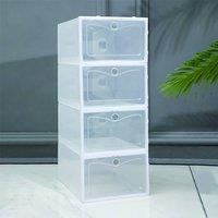 Kelvenix White Plastic Shoe Storage Boxes Drawer Stackable Foldable