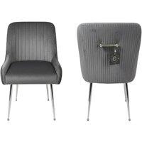 HOME LUXE INTERIOR Marco Dining Chair Brushed Velvet Grey - Sold In Pairs