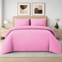 Grace 4 Pack Duvet Cover Set Modern Stripe Design Bedding Sets in Pink | Size: King