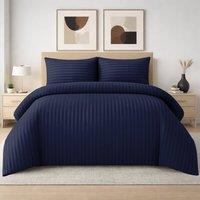 Grace 4 Pack Duvet Cover Set Modern Stripe Design Bedding Sets in Navy | Size: King