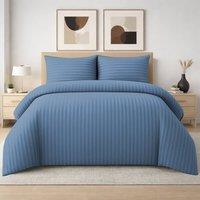 Grace 4 Pack Duvet Cover Set Modern Stripe Design Bedding Sets in Blue | Size: Super King