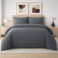 Grace 4 Pack Duvet Cover Set Modern Stripe Design Bedding Sets in Grey | Size: Single