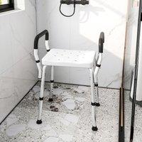 HOMCOM Rust-Free Aluminium Bath Chair with Adjustable Height in White