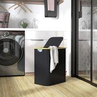 HOMCOM 80L Collapsible Laundry Hamper, Washing Basket for Bathroom, Black