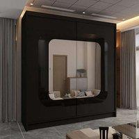 Sliding Wardrobes 4U Modern Double Door Sliding Wardrobe W203cm x H217cm x D62cm in Black