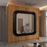 Sliding Wardrobes 4U Modern Double Door Sliding Wardrobe W203cm x H217cm x D62cm in Walnut