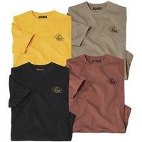 Atlas for Men Men's Round Neck T-Shirt (Pack of 4) in Mustard | Size: XL