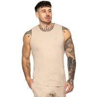 Enzo Men's Regular Fit Gym Tank Top in Stone | Size: Small
