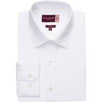 Brook Taverner Men's Alba Poplin Slim Long-Sleeved Shirt in White | Size: 18 inches