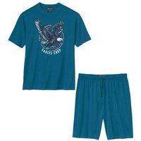 Atlas for Men Men's Eagle Cotton Short Pyjama Set in Blue | Size: 3XL