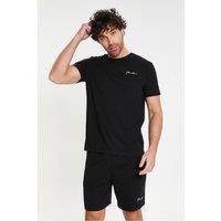 Threadbare Men's 'Wells' Cotton Blend Short Sleeve Pyjama Set in Black | Size: XL