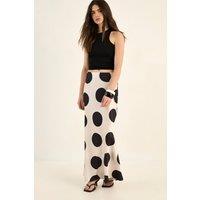 NastyGal Women's Satin Polka Dot Bias Maxi Skirt in Mono | Size: 12