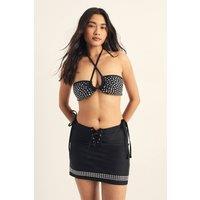 NastyGal Women's Studded Lace Up Swim Skirt in Black | Size: 8