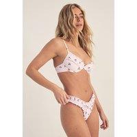 NastyGal Women's Cherry Underwire Ruffle Bikini Set in Pink | Size: 6