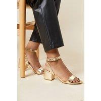 Dorothy Perkins Women's Tommi Barely There Mid Block Heel Sandals in Gold | Size: 3