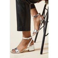 Dorothy Perkins Women's Tommi Barely There Mid Block Heel Sandals in Silver | Size: 7