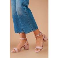 Dorothy Perkins Women's Wide Fit Tommi Barely There Mid Block Heel Sandals in Blush | Size: 6