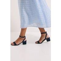 Dorothy Perkins Women's Wide Fit Tommi Barely There Mid Block Heel Sandals in Navy | Size: 8