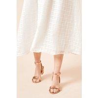 Dorothy Perkins Women's Wide Fit Tommi Barely There Mid Block Heel Sandals in Rose Gold | Size: 8