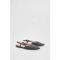 Dorothy Perkins Women's Briony Faux Leather Pointed Slingback Flat Shoes in Black | Size: 7