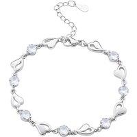 MODISHION Women's Delicate Open-Heart Bracelet with Cubic Zirconia in Silver | Size: Adjustable