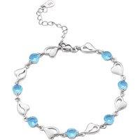 MODISHION Women's Delicate Open-Heart Bracelet with Cubic Zirconia in Light Blue | Size: Adjustable