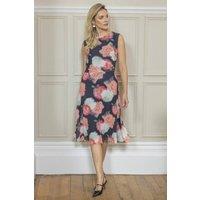 Klass. Women's Floral Print Mesh Dress in Black | Size: 16
