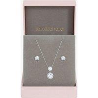 Jon Richard Women's Rhodium Plated & Cubic Zirconia Double Halo Drop Set - Gift Box in Silver