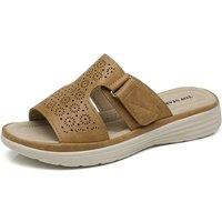 IVACHY Women's Bohemian Style Perforated Lightweight Mule Slippers Slide Sandals in Camel | Size: 8