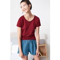 British Boxers Women's Stornoway Herringbone Brushed Cotton Sleep Shorts in Teal | Size: XL