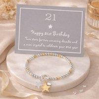 My Posh Shop Women's 21st Birthday Stars & Charm Bracelet in Silver & Gold