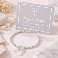 My Posh Shop Women's 21st Birthday Stars & Charm Bracelet in All Silver