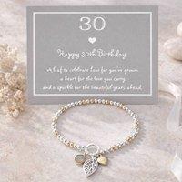 My Posh Shop Women's 30th Birthday Three Charm Bracelet in Silver & Gold