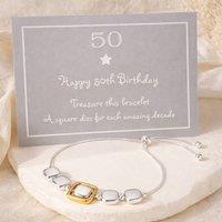 My Posh Shop Women's 50th Birthday Five Disc Drawstring Bracelet in Silver