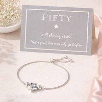 My Posh Shop Women's 50th Birthday Star Drawstring Bracelet in Silver