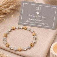 My Posh Shop Women's 21st Birthday Flower Petal Stretch Bracelet in Mixed Metal
