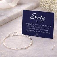 Orsa May Women's 60th Birthday Sterling Silver Six Pearl Bracelet
