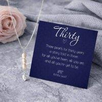 Orsa May Women's 30th Birthday Sterling Silver Three Pearl Leaf Drop Necklace