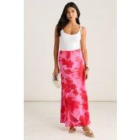 Gini London Women's Pink Watercolor Floral Print A Line Maxi Skirt | Size: 10