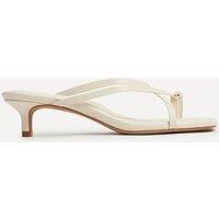 Linzi Women's Polished White Faux Leather Mule Heels | Size: 4-Standard Fit