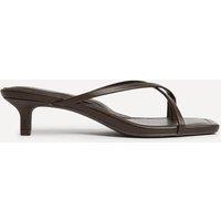 Linzi Women's Polished Brown Faux Leather Mule Heels | Size: 7-Standard Fit