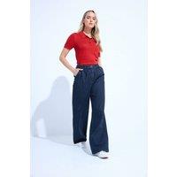 Long Tall Sally Women's Tall Pleated Wide Leg Jeans in Indigo | Size: 16XL