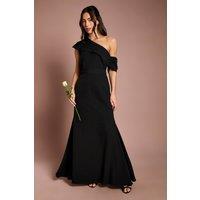 Coast Women's Crepe High Neck One Shoulder Bridesmaid Maxi Dress in Black | Size: 12