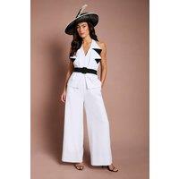 Coast Women's Lisa Tan Statement V Neck Jumpsuit in Mono | Size: 12
