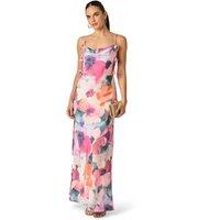 Adrianna Papell Women's Printed Sateen Long Dress in Pink | Size: 10