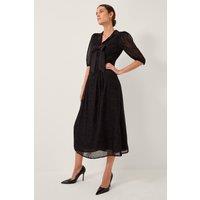 Monsoon Women's Mae Polka Dot Devor Midi Dress Black | Size: 18