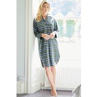 British Boxers Women's "Jura" Tartan Brushed Cotton Nightshirt in Dark Green | Size: Medium