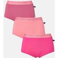 British Boxers Women's Pack of Three "Pink Gin" Hipster Boxer Briefs in Bright Pink | Size: 20